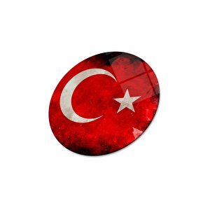 Bayrak Yuvarlak Cam Tablo | Hediyelik, Dekoratif, Ofis, Mutfak 60x60 cm