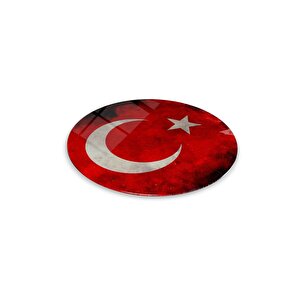 Bayrak Yuvarlak Cam Tablo | Hediyelik, Dekoratif, Ofis, Mutfak