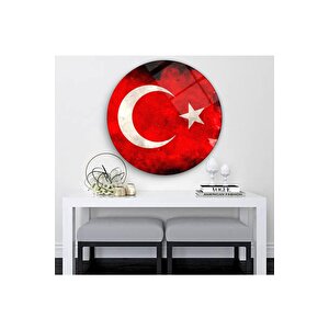 Bayrak Yuvarlak Cam Tablo | Hediyelik, Dekoratif, Ofis, Mutfak