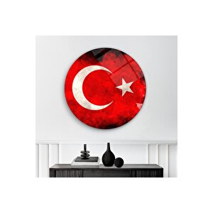 Bayrak Yuvarlak Cam Tablo | Hediyelik, Dekoratif, Ofis, Mutfak