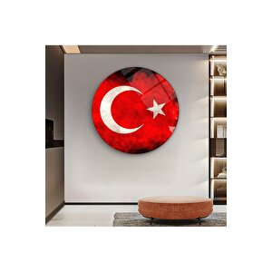 Bayrak Yuvarlak Cam Tablo | Hediyelik, Dekoratif, Ofis, Mutfak