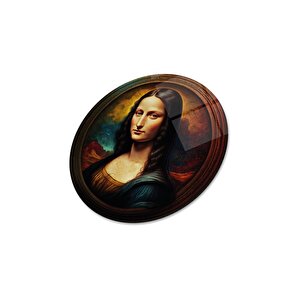 Mona Lisa Yuvarlak Cam Tablo | Hediyelik, Dekoratif, Ofis, Mutfak 80x80 cm