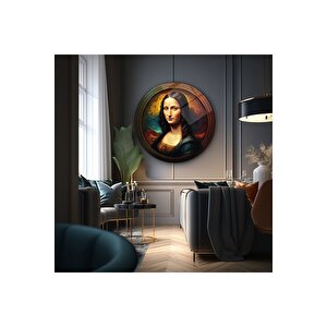 Mona Lisa Yuvarlak Cam Tablo | Hediyelik, Dekoratif, Ofis, Mutfak