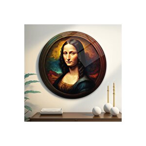 Mona Lisa Yuvarlak Cam Tablo | Hediyelik, Dekoratif, Ofis, Mutfak