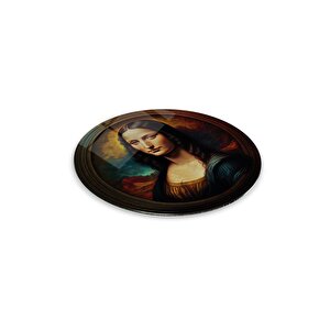Mona Lisa Yuvarlak Cam Tablo | Hediyelik, Dekoratif, Ofis, Mutfak