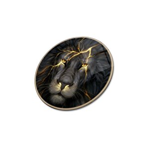 Aslan Yuvarlak Cam Tablo | Hediyelik, Dekoratif, Ofis, Mutfak 30x30 cm