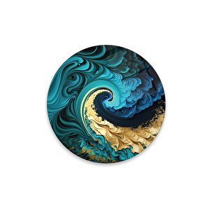 Soyut Yuvarlak Cam Tablo | Hediyelik, Dekoratif, Ofis, Mutfak 50x50 cm