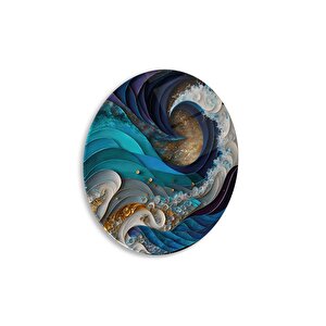 Soyut Yuvarlak Cam Tablo | Hediyelik, Dekoratif, Ofis, Mutfak 30x30 cm