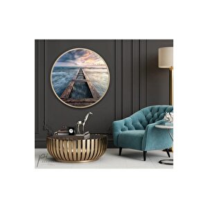 Hediyelik,dekoratif- Iskele Yuvarlak Cam Tablo 60x60 cm