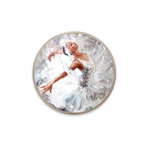 Balerin Yuvarlak Cam Tablo | Hediyelik, Dekoratif, Ofis, Mutfak 60x60 cm