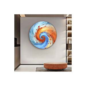 Soyut Yuvarlak Yuvarlak Cam Tablo | Hediyelik, Dekoratif, Ofis, Mutfak 30x30 cm