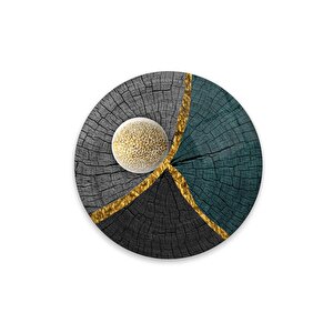 Soyut Yuvarlak Cam Tablo | Hediyelik, Dekoratif, Ofis, Mutfak 30x30 cm