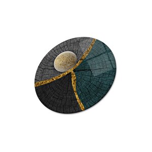 Soyut Yuvarlak Cam Tablo | Hediyelik, Dekoratif, Ofis, Mutfak 50x50 cm
