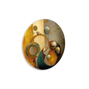 Soyut Yuvarlak Cam Tablo | Hediyelik, Dekoratif, Ofis, Mutfak 60x60 cm