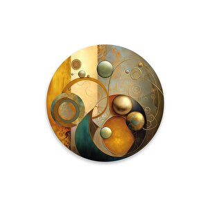 Soyut Yuvarlak Cam Tablo | Hediyelik, Dekoratif, Ofis, Mutfak 80x80 cm