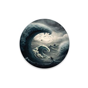 Dalga Yuvarlak Cam Tablo | Hediyelik, Dekoratif, Ofis, Mutfak 60x60 cm