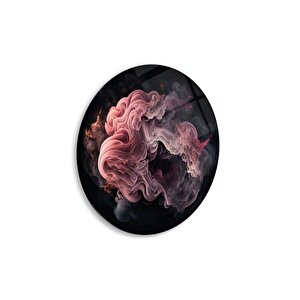 Soyut Yuvarlak Cam Tablo | Hediyelik, Dekoratif, Ofis, Mutfak 60x60 cm