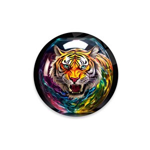 Kaplan Yuvarlak Cam Tablo | Hediyelik, Dekoratif, Ofis, Mutfak 30x30 cm