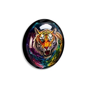 Kaplan Yuvarlak Cam Tablo | Hediyelik, Dekoratif, Ofis, Mutfak 60x60 cm