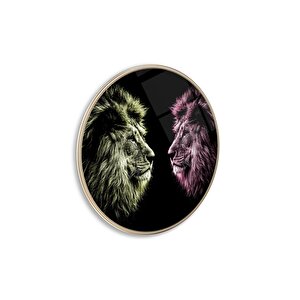 Aslan Yuvarlak Cam Tablo | Hediyelik, Dekoratif, Ofis, Mutfak 60x60 cm
