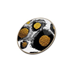 Gold Halkalar Yuvarlak Cam Tablo | Hediyelik, Dekoratif, Ofis, Mutfak 80x80 cm