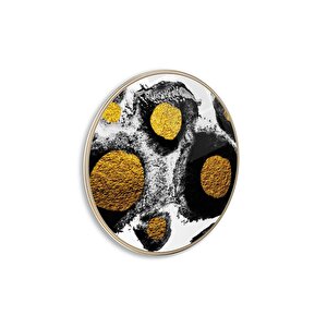 Gold Halkalar Yuvarlak Cam Tablo | Hediyelik, Dekoratif, Ofis, Mutfak 80x80 cm