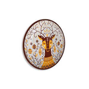 Geyik Yuvarlak Cam Tablo | Hediyelik, Dekoratif, Ofis, Mutfak 60x60 cm