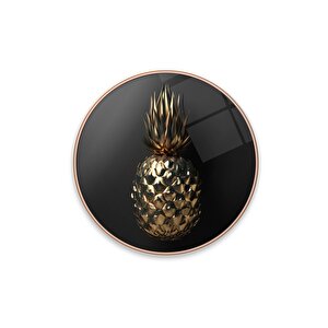 Ananas Yuvarlak Cam Tablo | Hediyelik, Dekoratif, Ofis, Mutfak 60x60 cm