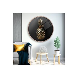 Ananas Yuvarlak Cam Tablo | Hediyelik, Dekoratif, Ofis, Mutfak