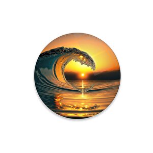 Dalga Yuvarlak Cam Tablo | Hediyelik, Dekoratif, Ofis, Mutfak 30x30 cm