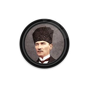 Atatürk Yuvarlak Cam Tablo | Hediyelik, Dekoratif, Ofis, Mutfak 60x60 cm