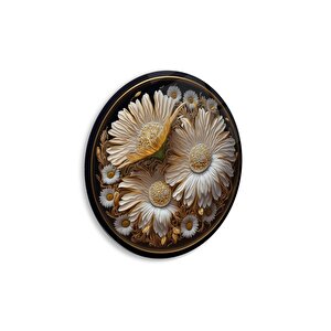 Papatya Yuvarlak Cam Tablo | Hediyelik, Dekoratif, Ofis, Mutfak 30x30 cm