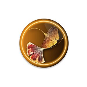 Gold Yaprak Yuvarlak Cam Tablo | Hediyelik, Dekoratif, Ofis, Mutfak 50x50 cm