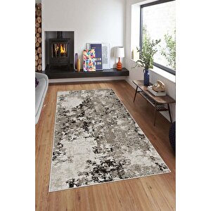 Makinede Yıkanabilir Leke Tutmaz  vizon Deko Deri Kaymaz Taban Simetrik Salon Saçaksız Halı A246 100x300 cm