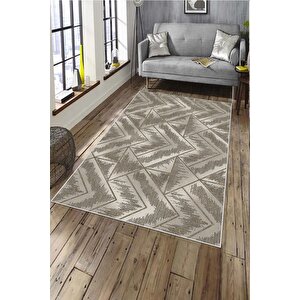 Makinede Yıkanabilir Leke Tutmaz  vizon Deko Deri Kaymaz Taban Tasarım Salon Saçaksız Halı A243 180x280 cm
