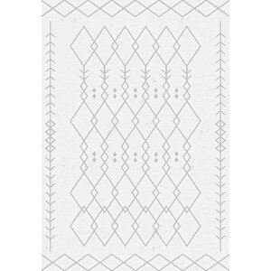 Makinede Yıkanabilir Leke Tutmaz  gri Deko Deri Kaymaz Taban İskandinav Salon Saçaksız Halı A190 120x180 cm
