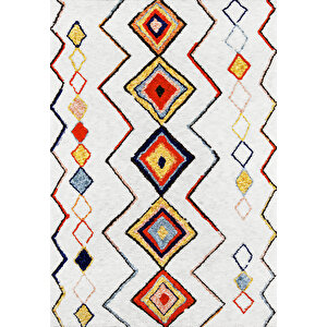 Makinede Yıkanabilir Leke Tutmaz  multi Deko Deri Kaymaz Taban Etnik Salon Saçaksız Halı A291 160x230 cm