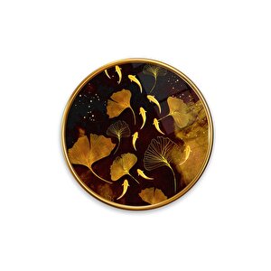Gold Tema Yuvarlak Cam Tablo | Hediyelik, Dekoratif, Ofis, Mutfak 50x50 cm