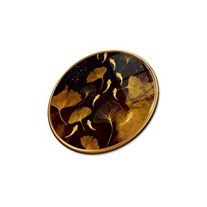 Gold Tema Yuvarlak Cam Tablo | Hediyelik, Dekoratif, Ofis, Mutfak 50x50 cm