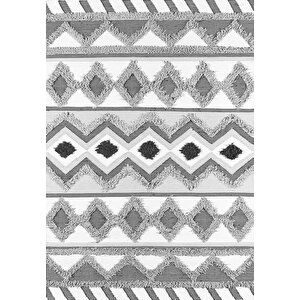 Makinede Yıkanabilir Leke Tutmaz  gri Deko Deri Kaymaz Taban Etnik Salon Saçaksız Halı A275 200x300 cm