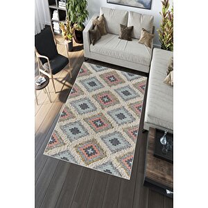 Makinede Yıkanabilir Leke Tutmaz  multi Deko Deri Kaymaz Taban Etnik Salon Saçaksız Halı A269
