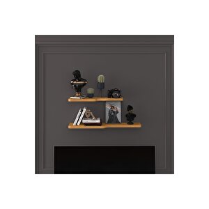 Doğal Modern Organizer Düzenleyici 2'li Kıvrımlı Dekoratif Kitaplık Banyo Mutfak Duvar Rafı Petra