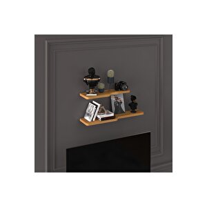 Doğal Modern Organizer Düzenleyici 2'li Kıvrımlı Dekoratif Kitaplık Banyo Mutfak Duvar Rafı Petra