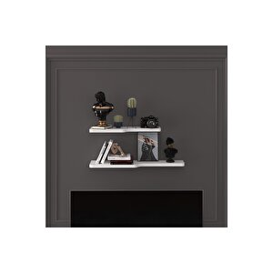 Doğal Modern Organizer Düzenleyici 2'li Kıvrımlı Dekoratif Kitaplık Banyo Mutfak Duvar Rafı Beyaz
