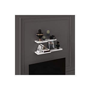 Doğal Modern Organizer Düzenleyici 2'li Kıvrımlı Dekoratif Kitaplık Banyo Mutfak Duvar Rafı Beyaz