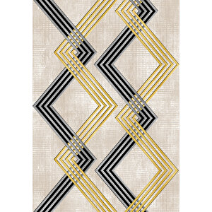 Makinede Yıkanabilir Leke Tutmaz  krem Deko Deri Kaymaz Taban Modern Salon Saçaksız Halı A168 120x180 cm