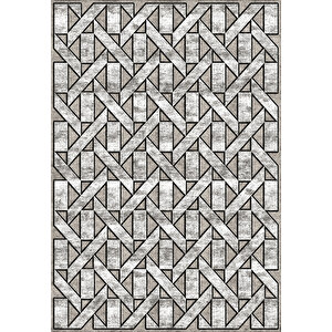 Makinede Yıkanabilir Leke Tutmaz  bej Deko Deri Kaymaz Taban Tasarım Salon Saçaksız Halı A177 80x300 cm