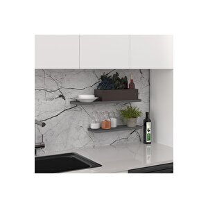 Modern Organizer Düzenleyici Dekoratif 2'li Kitaplık Banyo Mutfak Duvar Rafı Antrasit