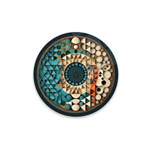 Soyut Yuvarlak Cam Tablo | Hediyelik, Dekoratif, Ofis, Mutfak 30x30 cm
