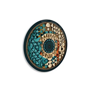 Soyut Yuvarlak Cam Tablo | Hediyelik, Dekoratif, Ofis, Mutfak 30x30 cm